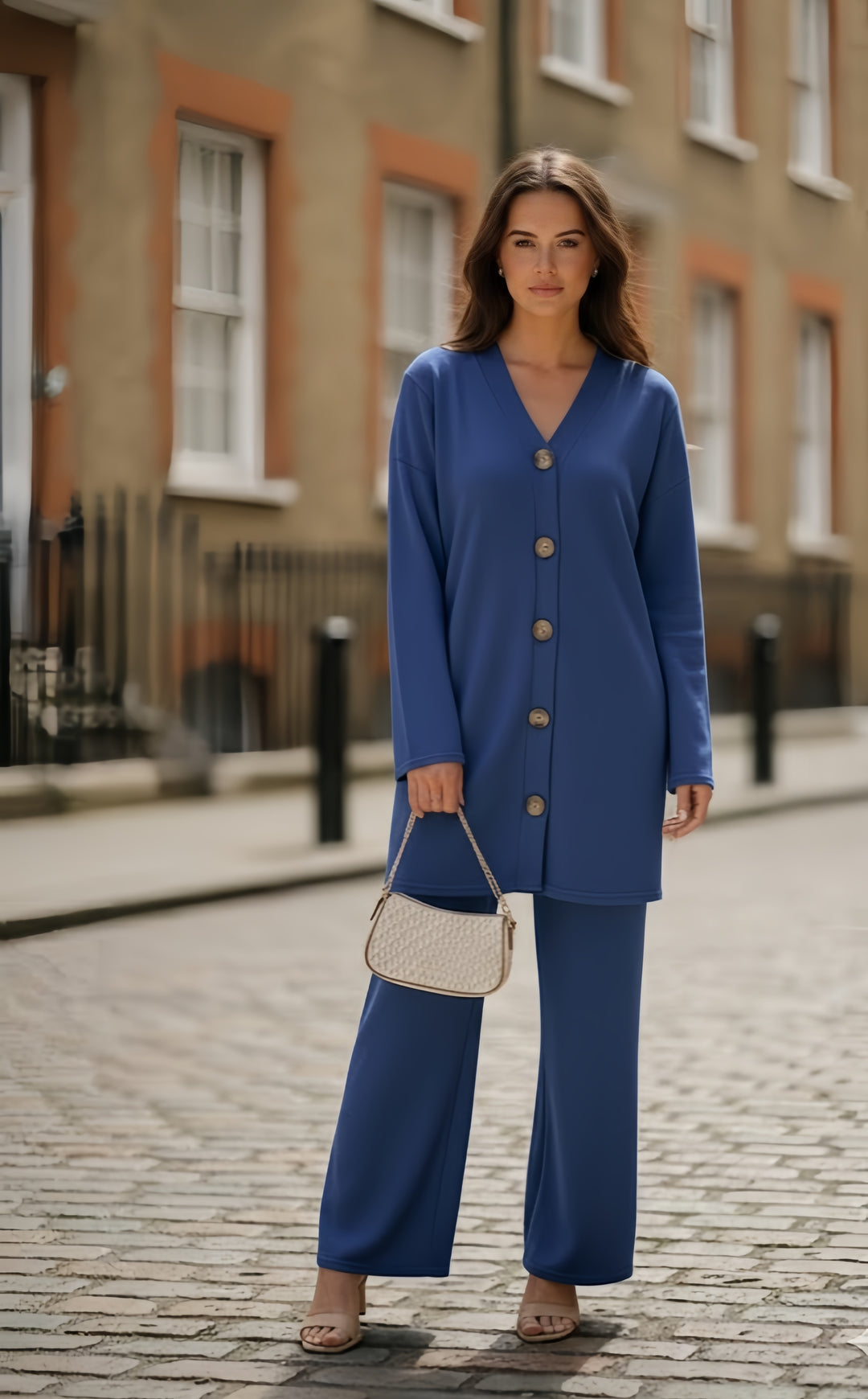 Mist House (Riya) Cashmere Feels Winter Premium Quality Button Co-ord Set Size UK 10-20