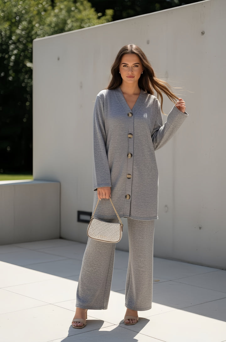 Mist House (Riya) Cashmere Feels Winter Premium Quality Button Co-ord Set Size UK 10-20