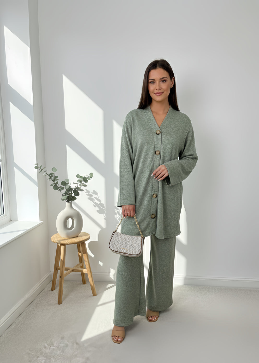 Mist House (Riya) Cashmere Feels Winter Premium Quality Button Co-ord Set Size UK 10-20