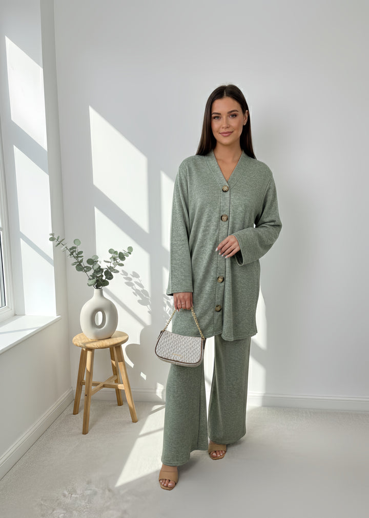 Mist House (Riya) Cashmere Feels Winter Premium Quality Button Co-ord Set Size UK 10-20