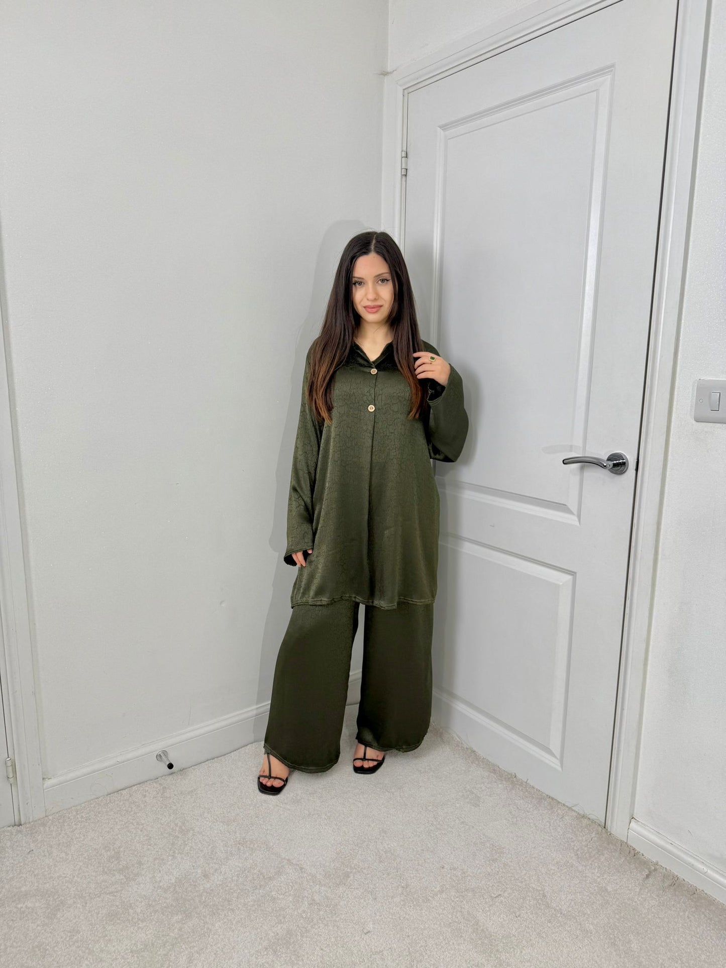 Olive - Silk Satin Co-Ord