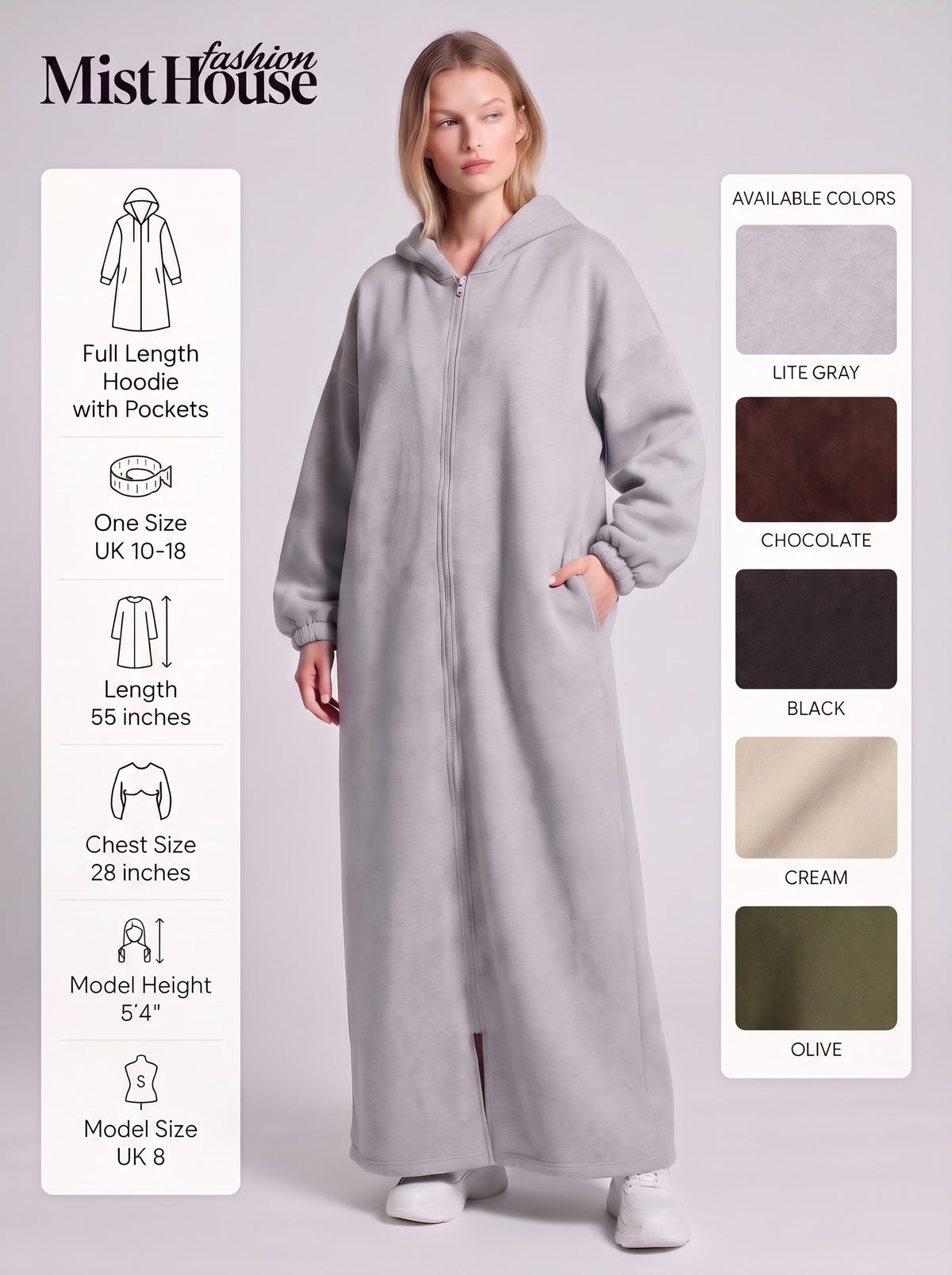 MH Full Length Hoodie with Pockets