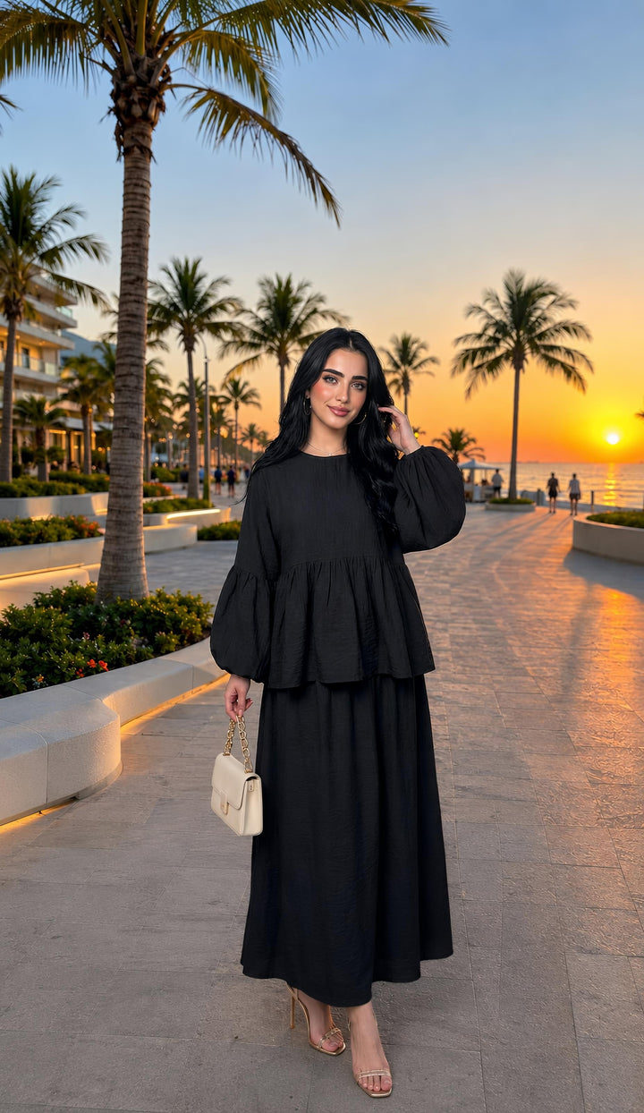 MH Viscose Balloon Sleeves shirt with Skirt, One Size UK 8-18, Shirt length 26 inches, chest size 26 inches, skirt length 41 inches, waist 23 inches,