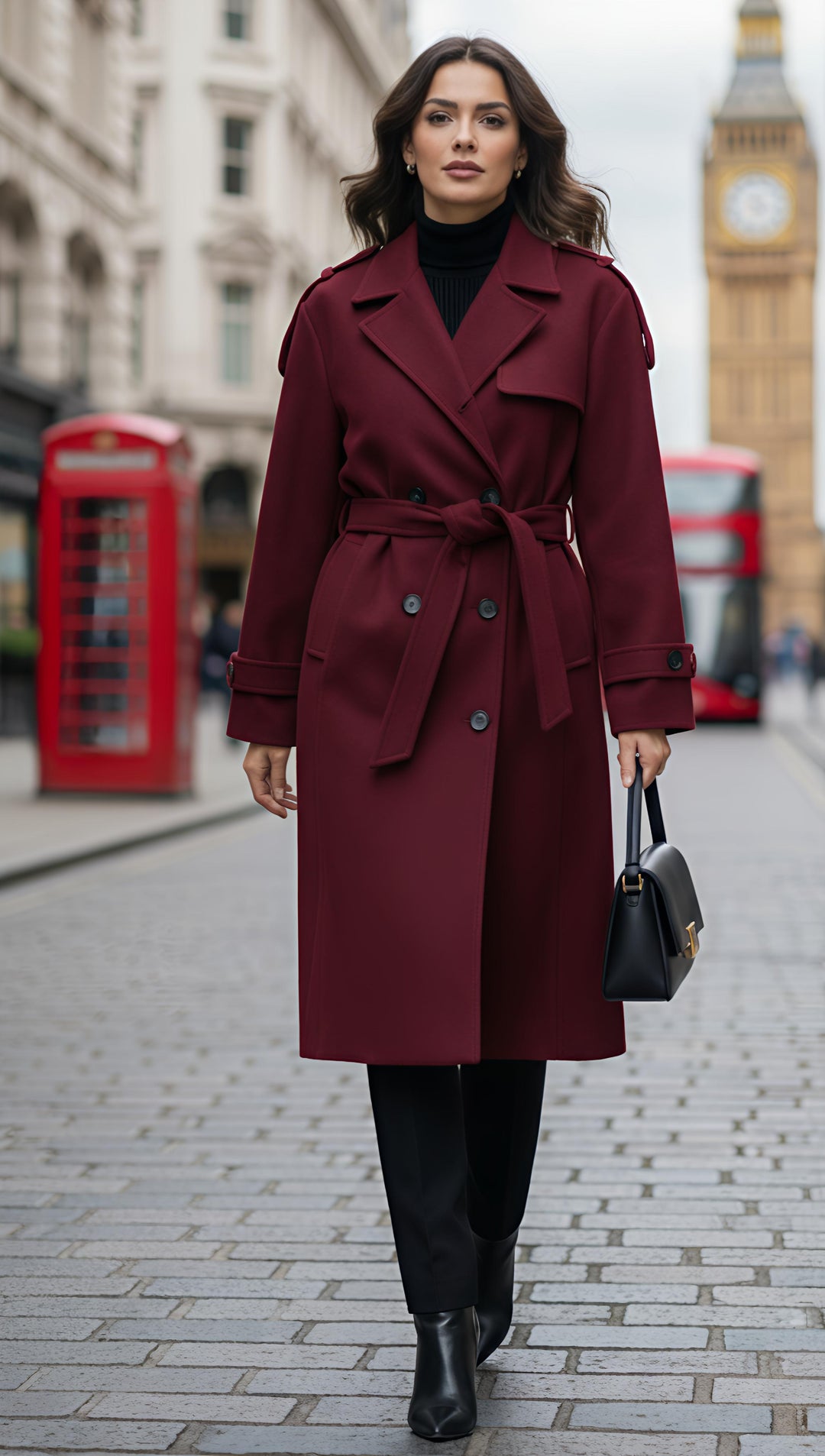 MIST HOUSE Double Breasted Belted Trench Coat Fall Winter Cloth for Women ONE SIZE UK 6-14/16