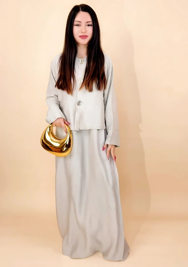 New Viral Kimono Dress One Size UK 6-14 Gold Button in Various Colours Length 54" for Women's Fashion Casual Womenswear Summer Basic Maxi Minimalist Long Sleeve