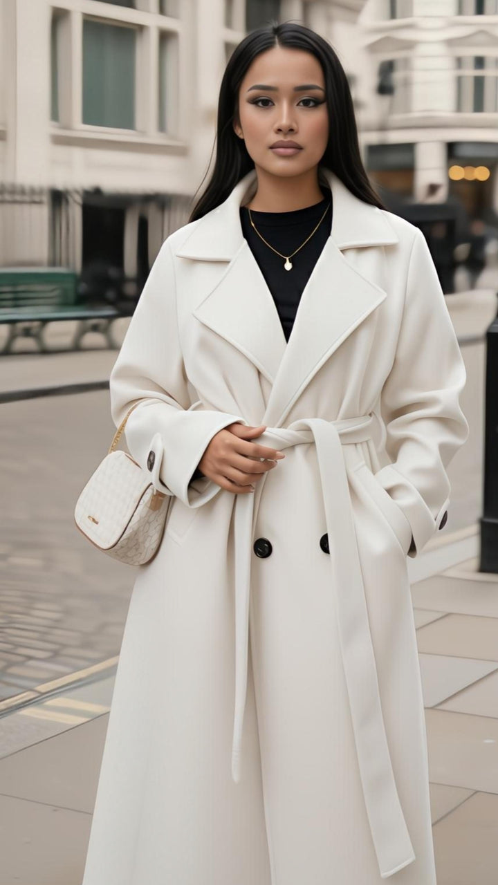 Mist House Premium Trench Coat-Double Lined With Pockets & Button on Sleeves One Size UK 6-16, 41 inches long Womenswear Outerwear Basic