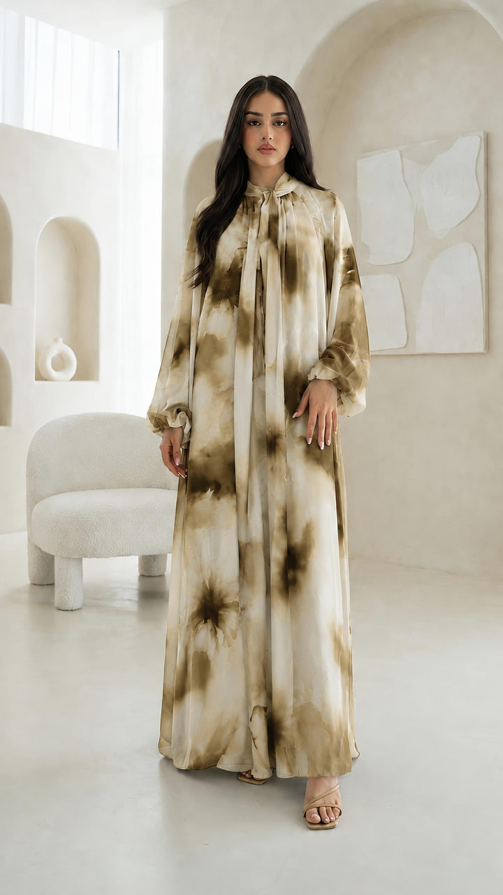 MH Chiffon Dress with Inner Lining One Size UK 10-20 Length 54 Inches Chest 26 Inches Elegant Flowing Design Casual Womenswear Summer Basic Long Sleeve Maxi