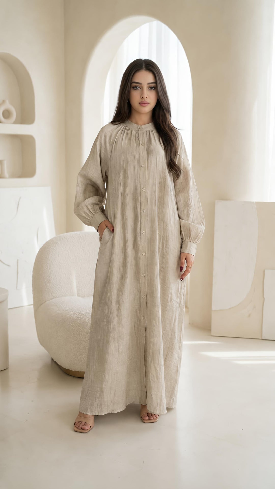 MH Viscose Floral Dress with Pockets, One Size UK 10-20, Dress Length 52 inches, Chest size 29,  Casual Womenswear Summer Maxi Basic Long Sleeve