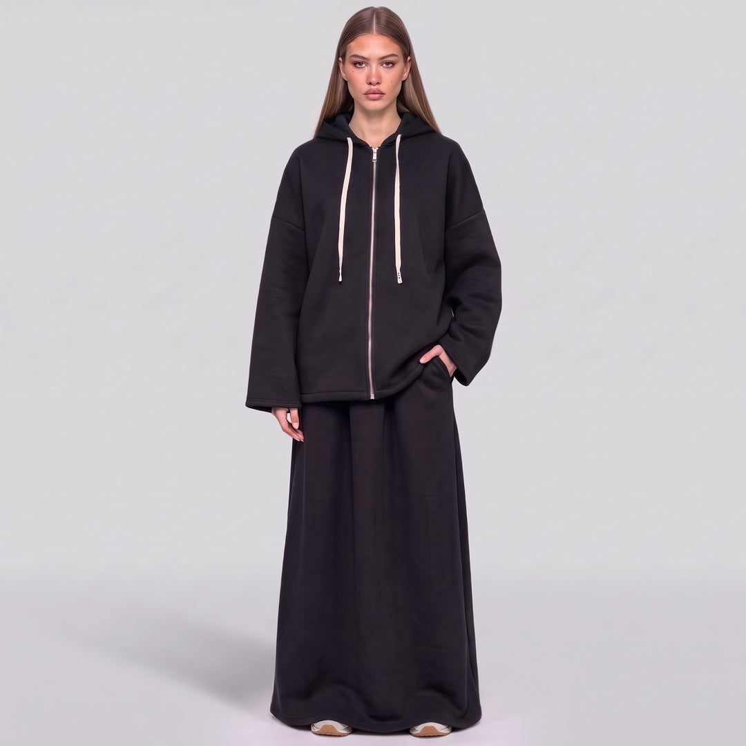 MH Fleece 55% Cotton Hoodie with Skirt & Pockets, One Size UK 10-20, Shirt length 29 inches & 26 inches chest, Skirt length 40 inches & 27 inches waist, Casual Soft Womenswear Everyday