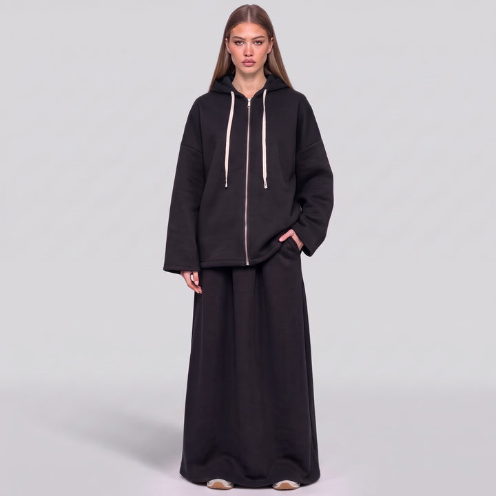 MH Fleece 55% Cotton Hoodie with Skirt & Pockets, One Size UK 10-20, Shirt length 29 inches & 26 inches chest, Skirt length 40 inches & 27 inches waist, Casual Soft Womenswear Everyday
