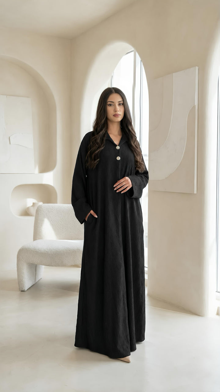 MH Corduroy Fabric Dress, One Size UK 10-18, Dress Length 55 inches, chest size 26 inches,  Casual Womenswear Basic Collared Long Sleeve