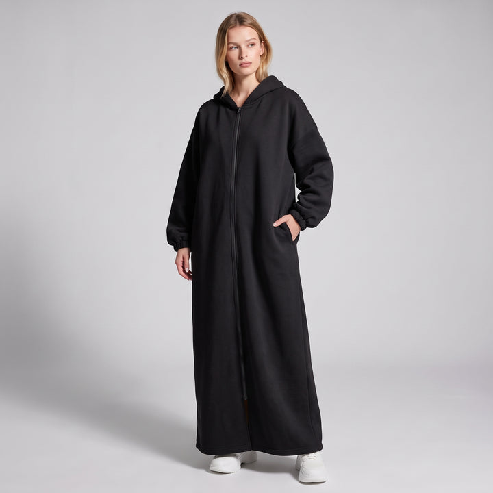 MH Full Length Hoodie with Pockets, One Size UK 10-18. Length 55 inches, Chest size 28 inches,  Casual Womenswear Long Sleeve