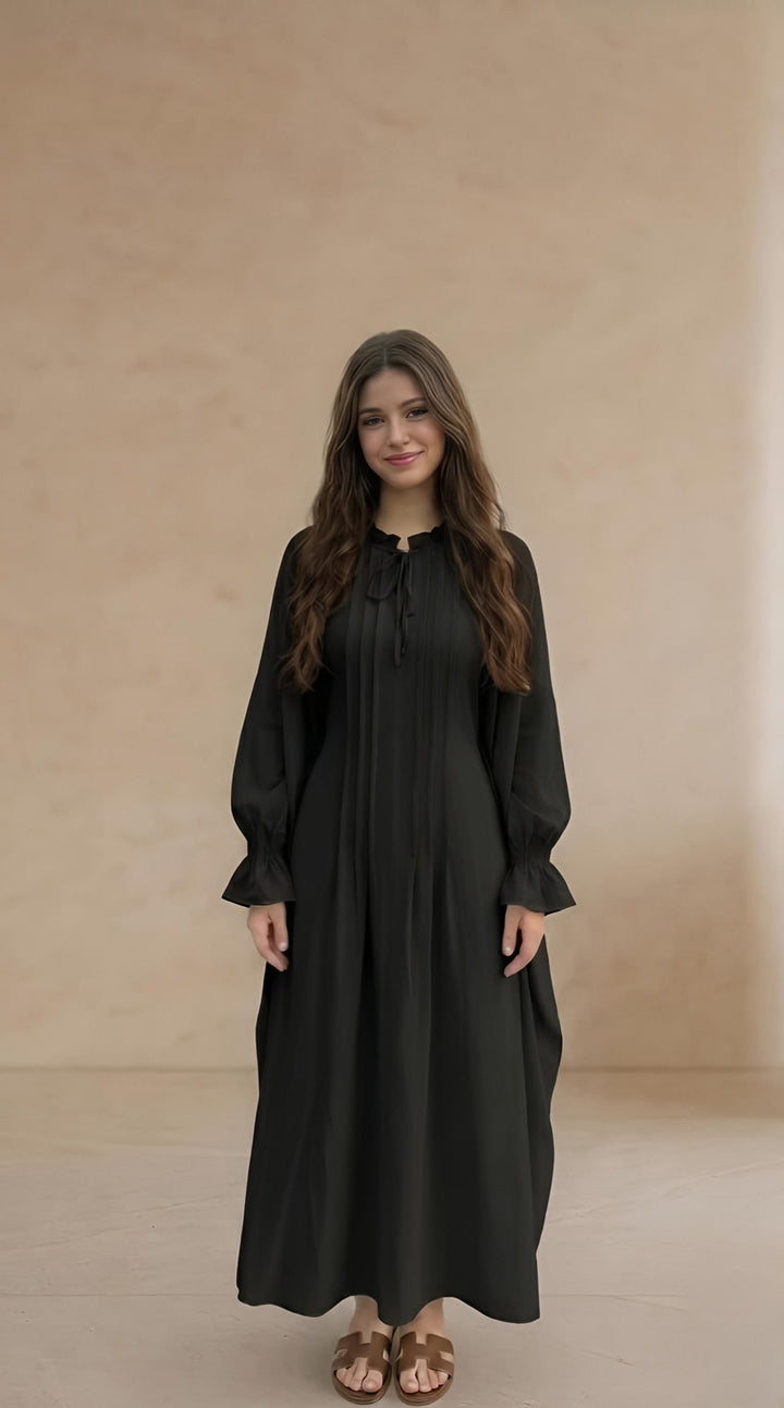 MH Batwing Dress with Inner Drawstring, One Size UK 8-20, Dress Length 53 inches, Chest Size 54 inches, Casual Womenswear Summer Maxi Long Sleeve