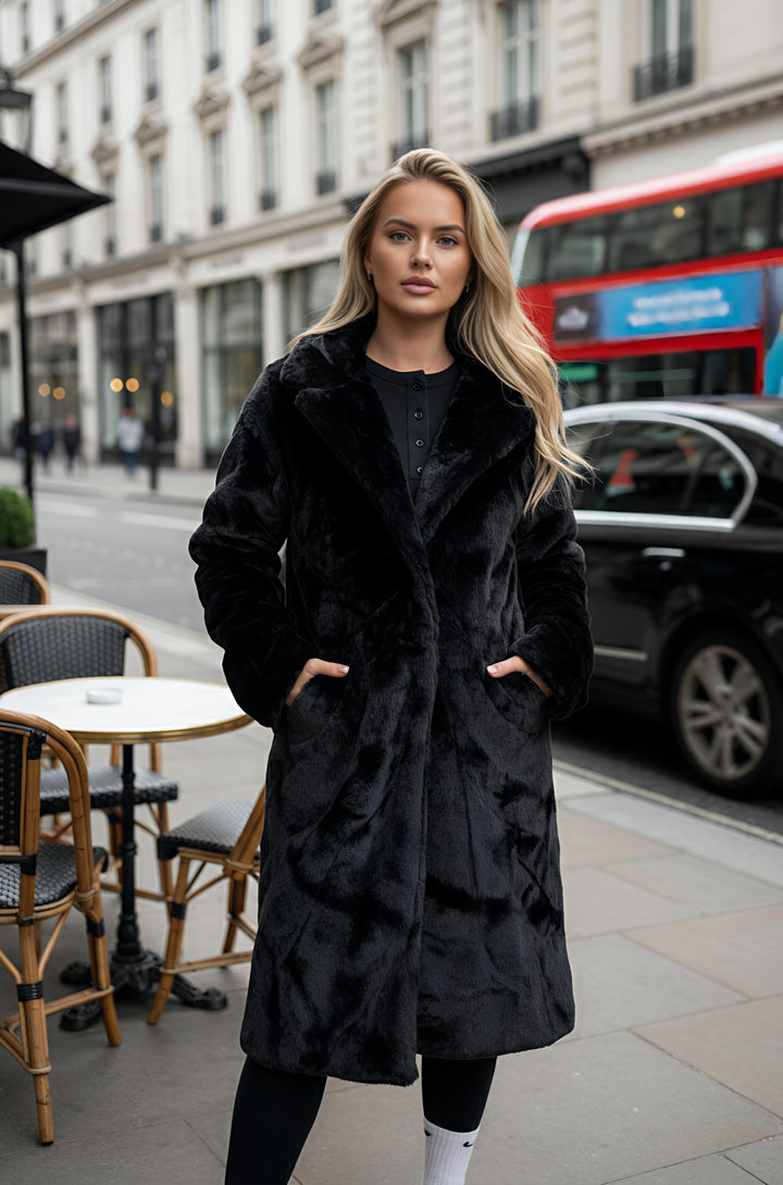 MH Premium Fur Coat - Double Lined With Pockets Outerwear One Size UK 8-16, length 40 inches, 23 inches
