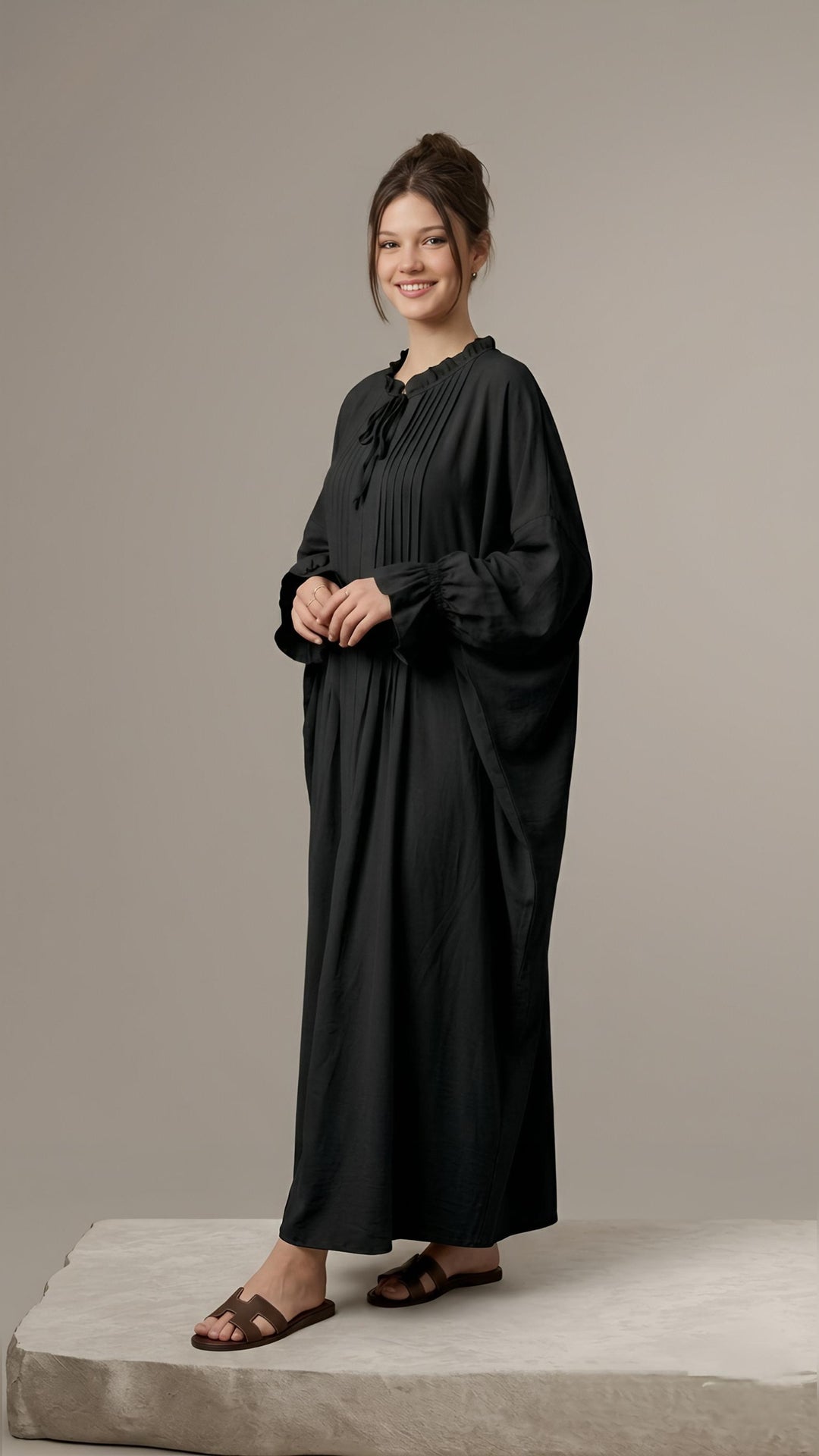 MH Batwing Dress with Inner Drawstring, One Size UK 8-20, Dress Length 53 inches, Chest Size 54 inches, Casual Womenswear Summer Maxi Long Sleeve