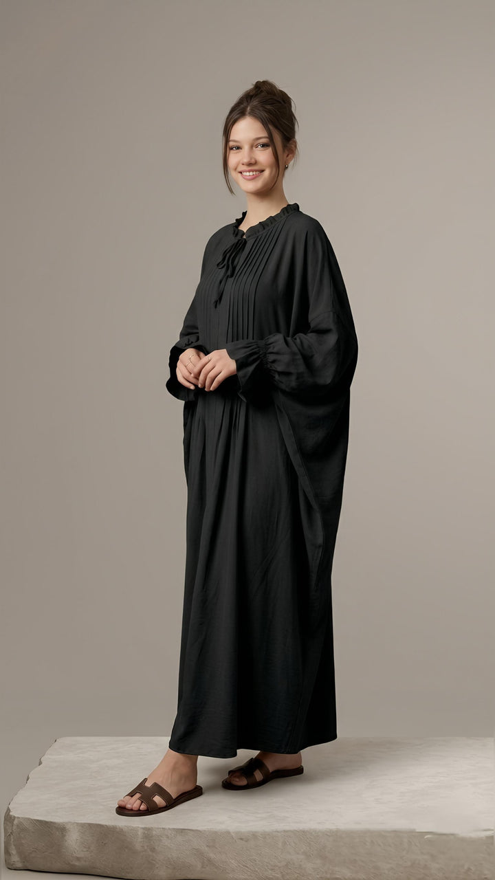 MH Batwing Dress with Inner Drawstring, One Size UK 8-20, Dress Length 53 inches, Chest Size 54 inches, Casual Womenswear Summer Maxi Long Sleeve