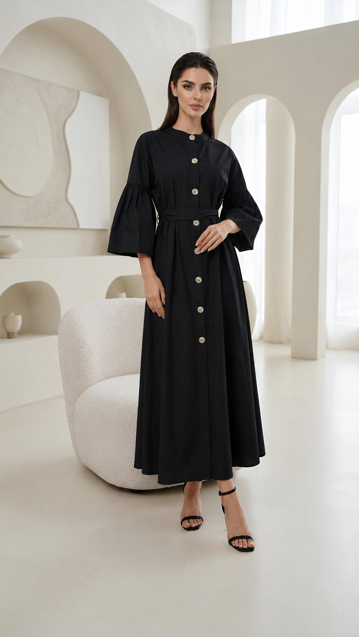 Summer Cotton Dresses Gold Button With Belt One Size UK 6-18  Casual Womenswear  Basic Minimalist