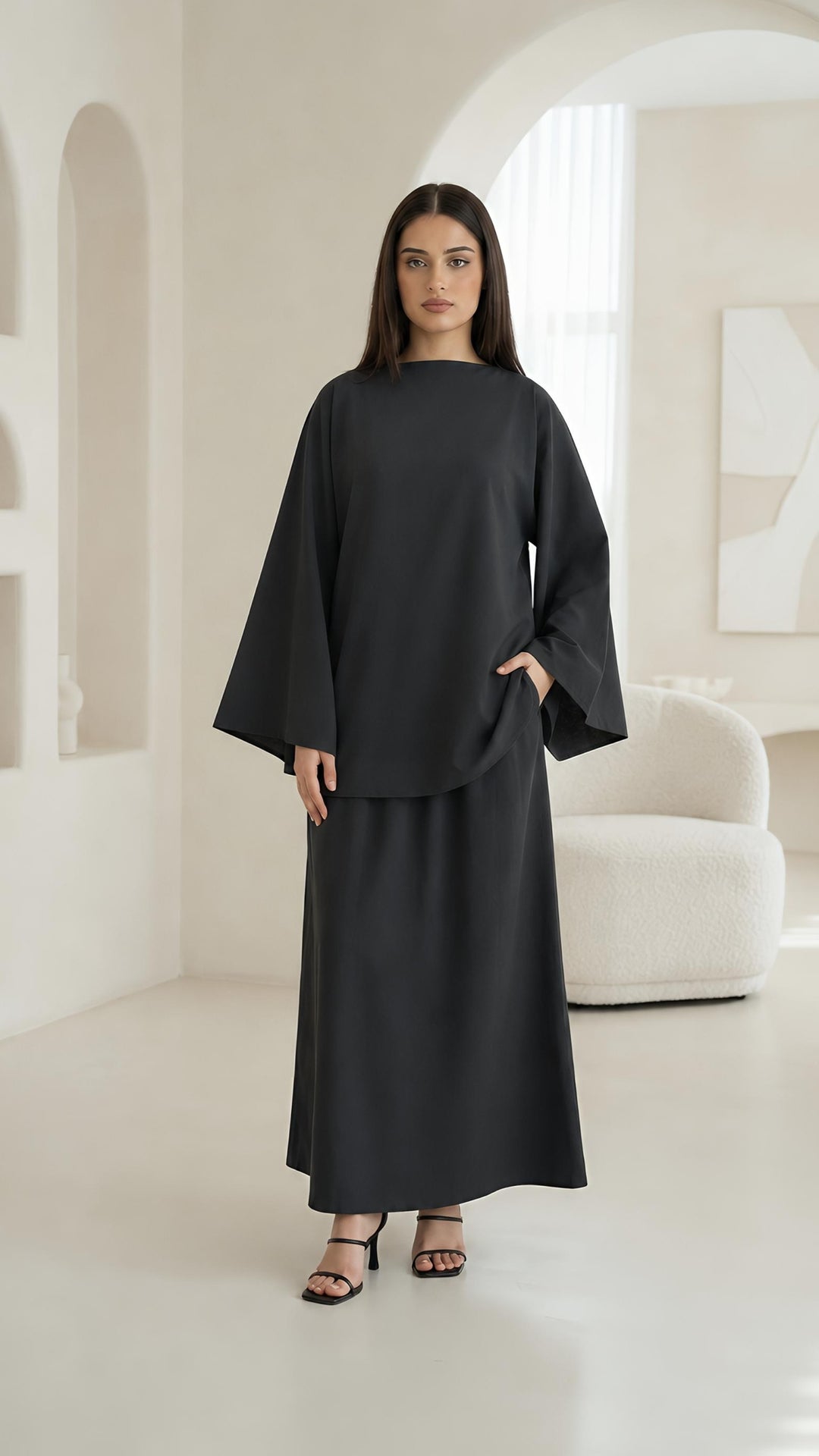 MH Premium Soft Viscose Flared Sleeves Shirt and Skirt with Pockets, One size UK 10-18, Shirt length 27 inches, chest 23 inches, trouser length 41 inches, waist 24 inches