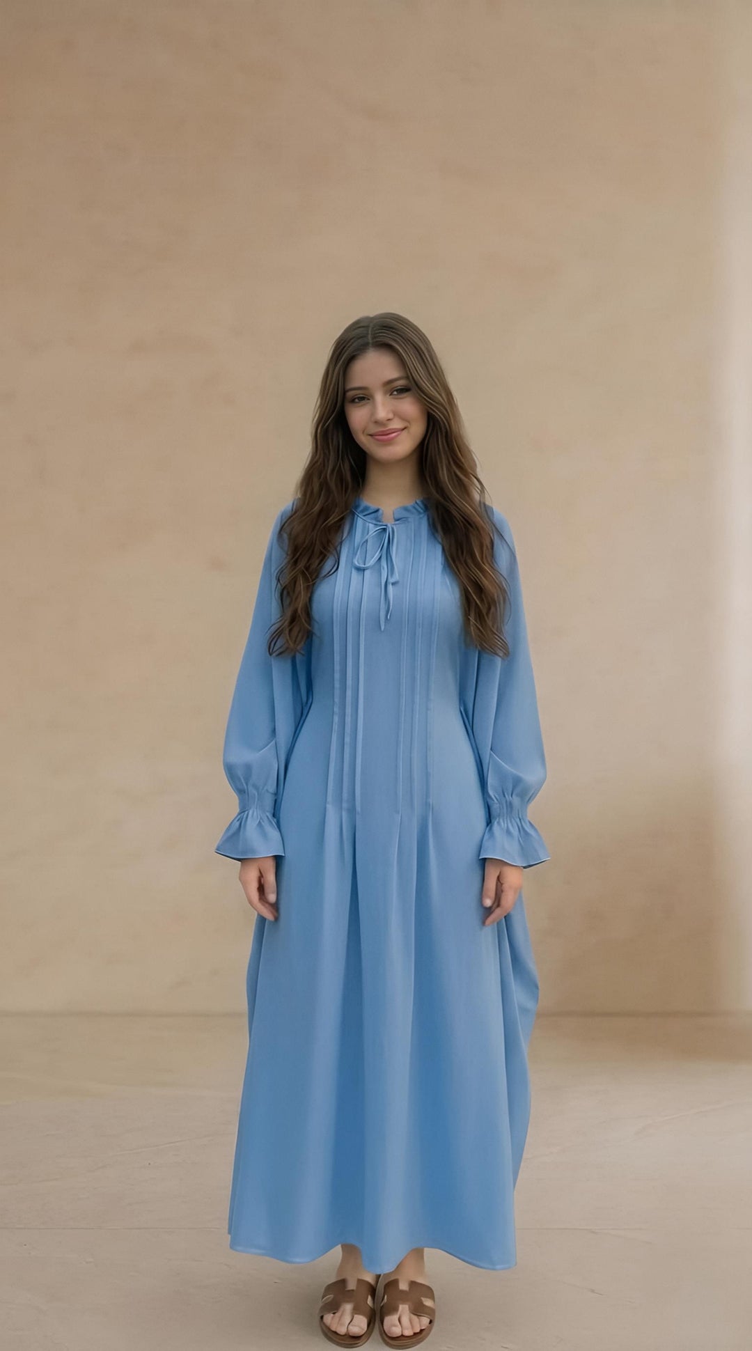 MH Batwing Dress with Inner Drawstring, One Size UK 8-20, Dress Length 53 inches, Chest Size 54 inches, Casual Womenswear Summer Maxi Long Sleeve