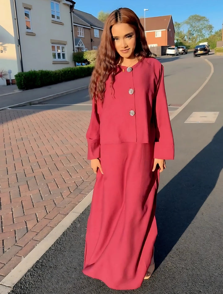 New Viral Kimono Dress One Size UK 6-14 Gold Button in Various Colours Length 54" for Women's Fashion Casual Womenswear Summer Basic Maxi Minimalist Long Sleeve