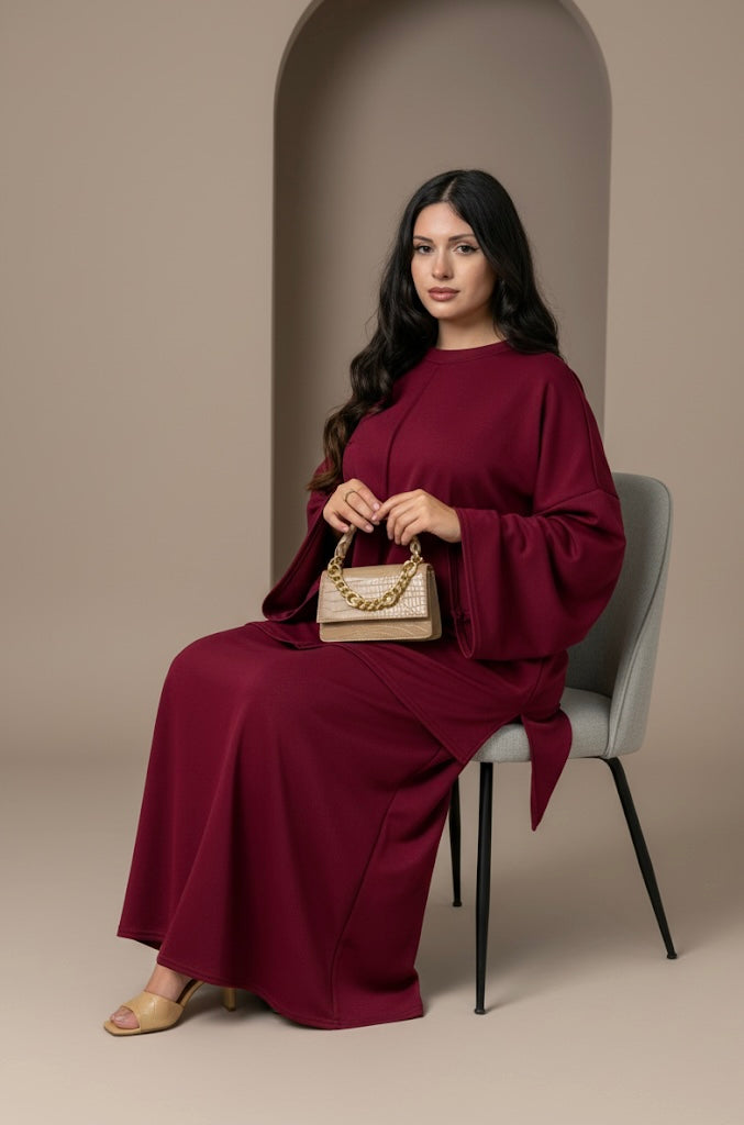 Layla Coord Skirt Set- One Size (UK 10-20), Premium Quality, Comfy, Cozy & Elegant Womenswear Casual Basic Long Sleeve