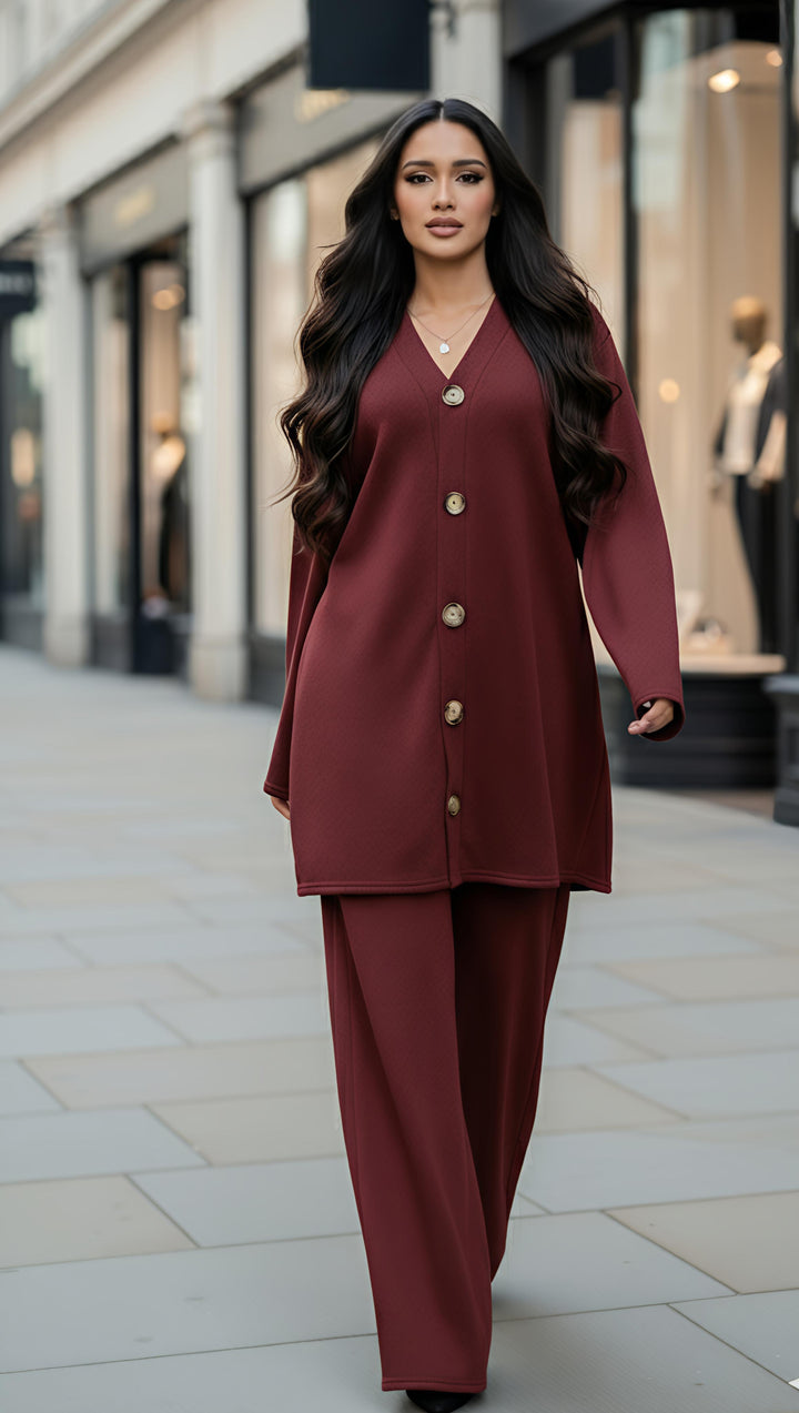 Mist House (Riya) Cashmere Feels Winter Premium Quality Button Co-ord Set Size UK 10-20