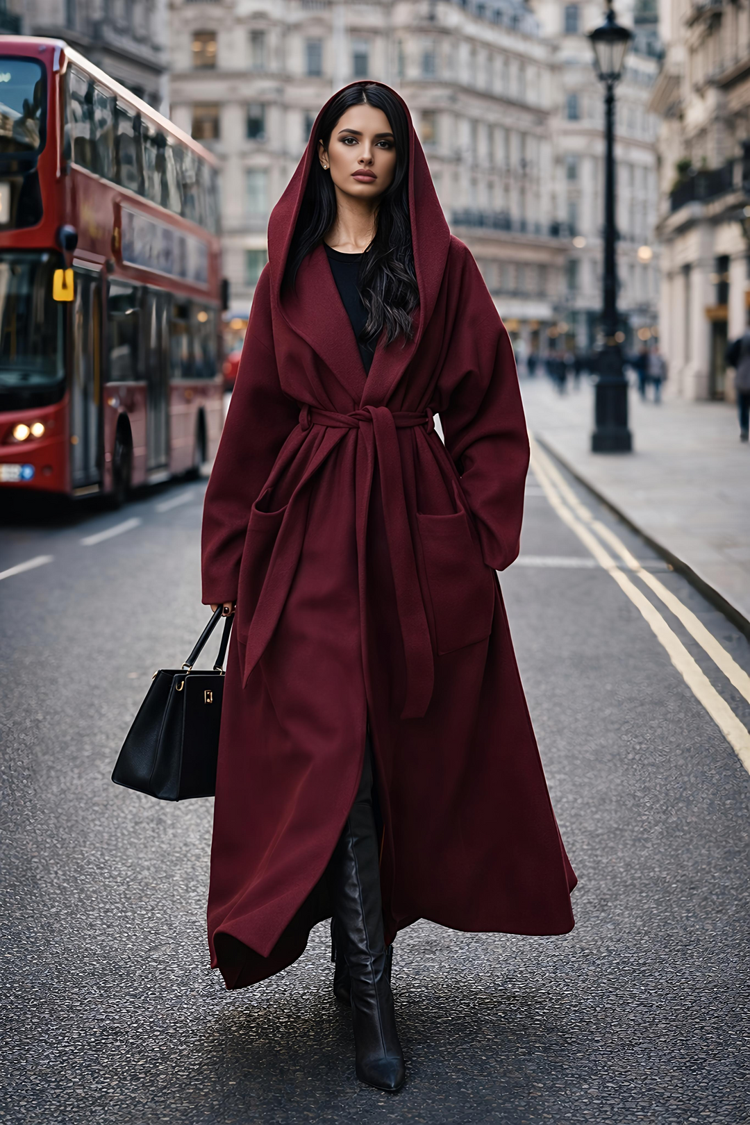 MH (MIA) Hoodie Long Coat with Pockets  One Size UK 10-20 Womenswear Outerwear