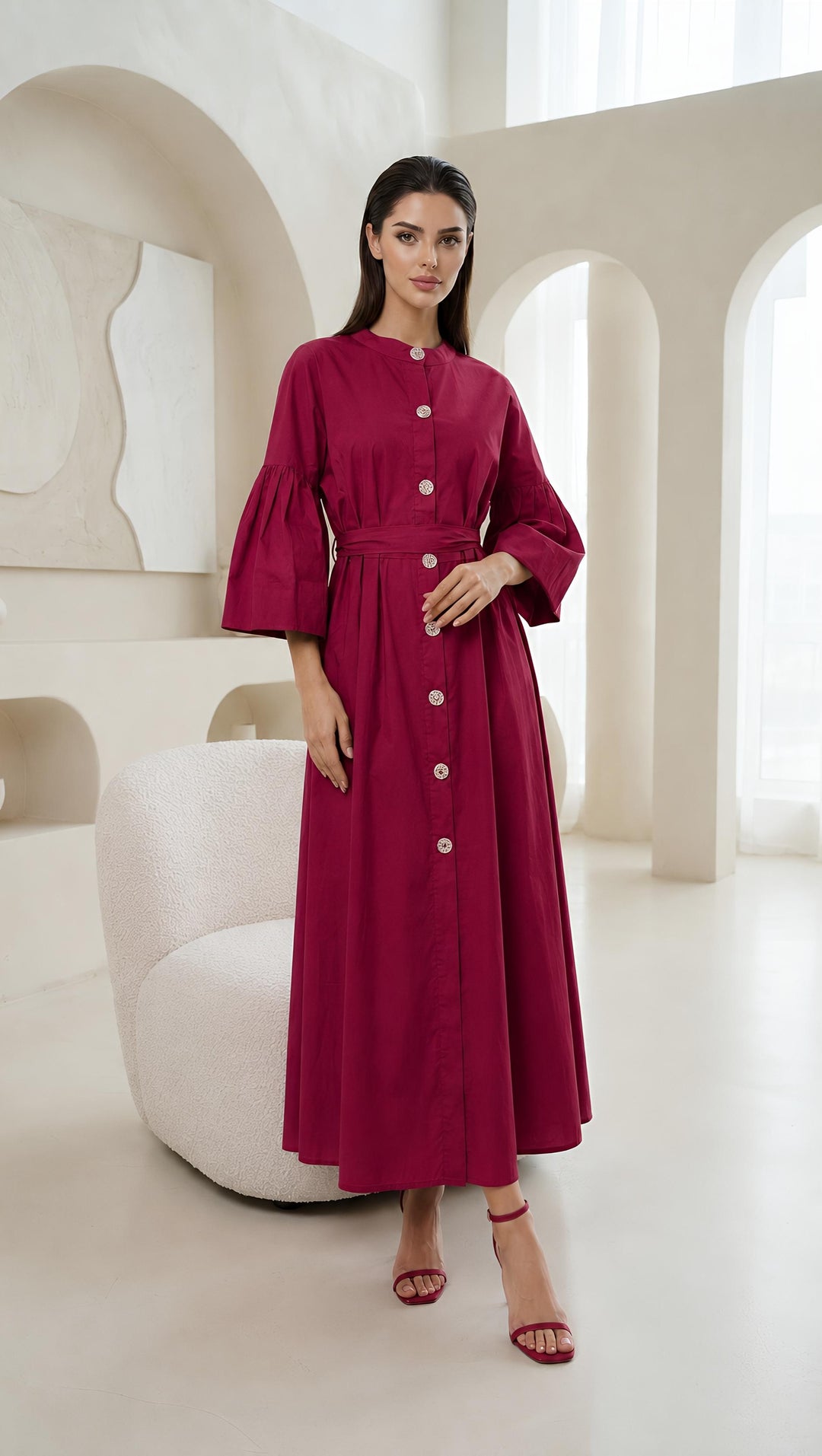 Summer Cotton Dresses Gold Button With Belt One Size UK 6-18  Casual Womenswear  Basic Minimalist