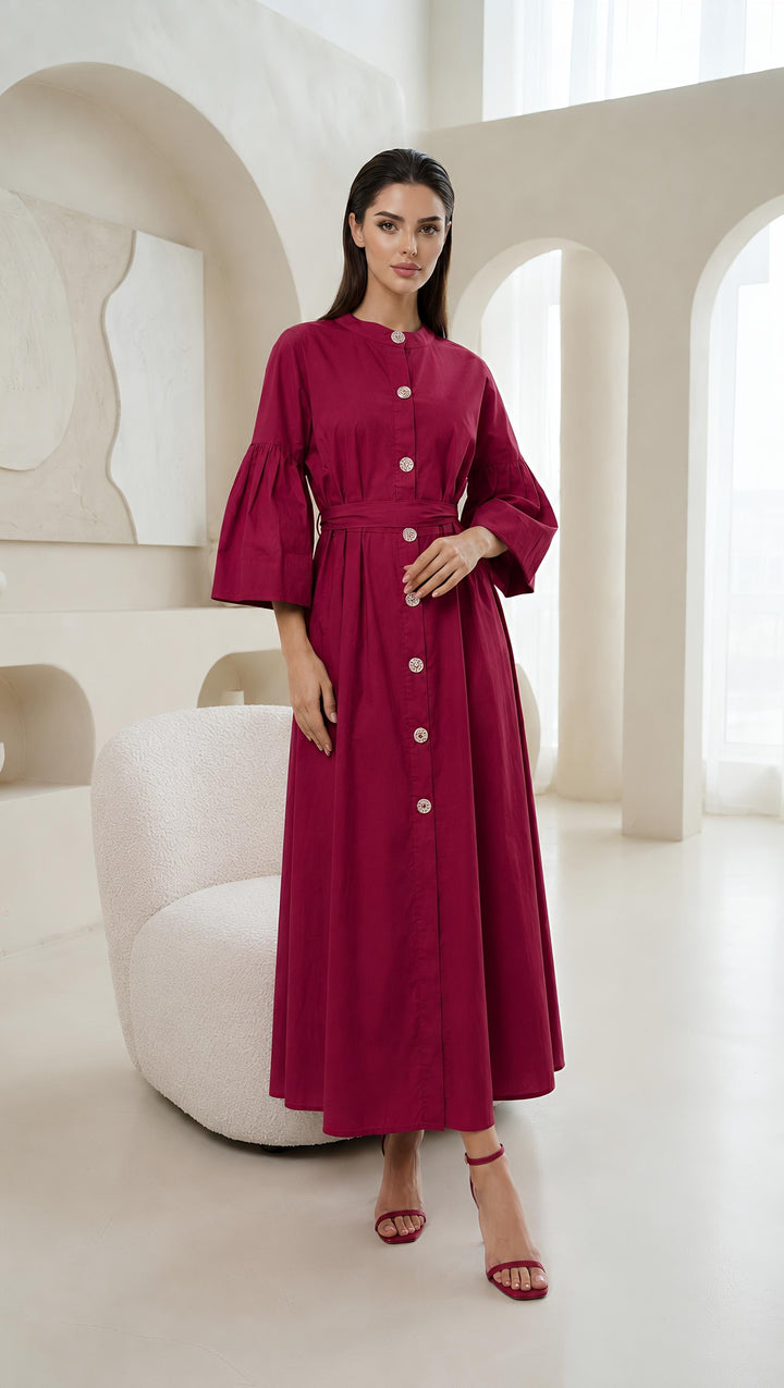 Summer Cotton Dresses Gold Button With Belt One Size UK 6-18  Casual Womenswear  Basic Minimalist