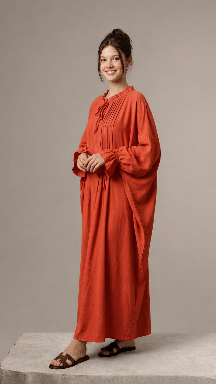 MH Batwing Dress with Inner Drawstring, One Size UK 8-20, Dress Length 53 inches, Chest Size 54 inches, Casual Womenswear Summer Maxi Long Sleeve