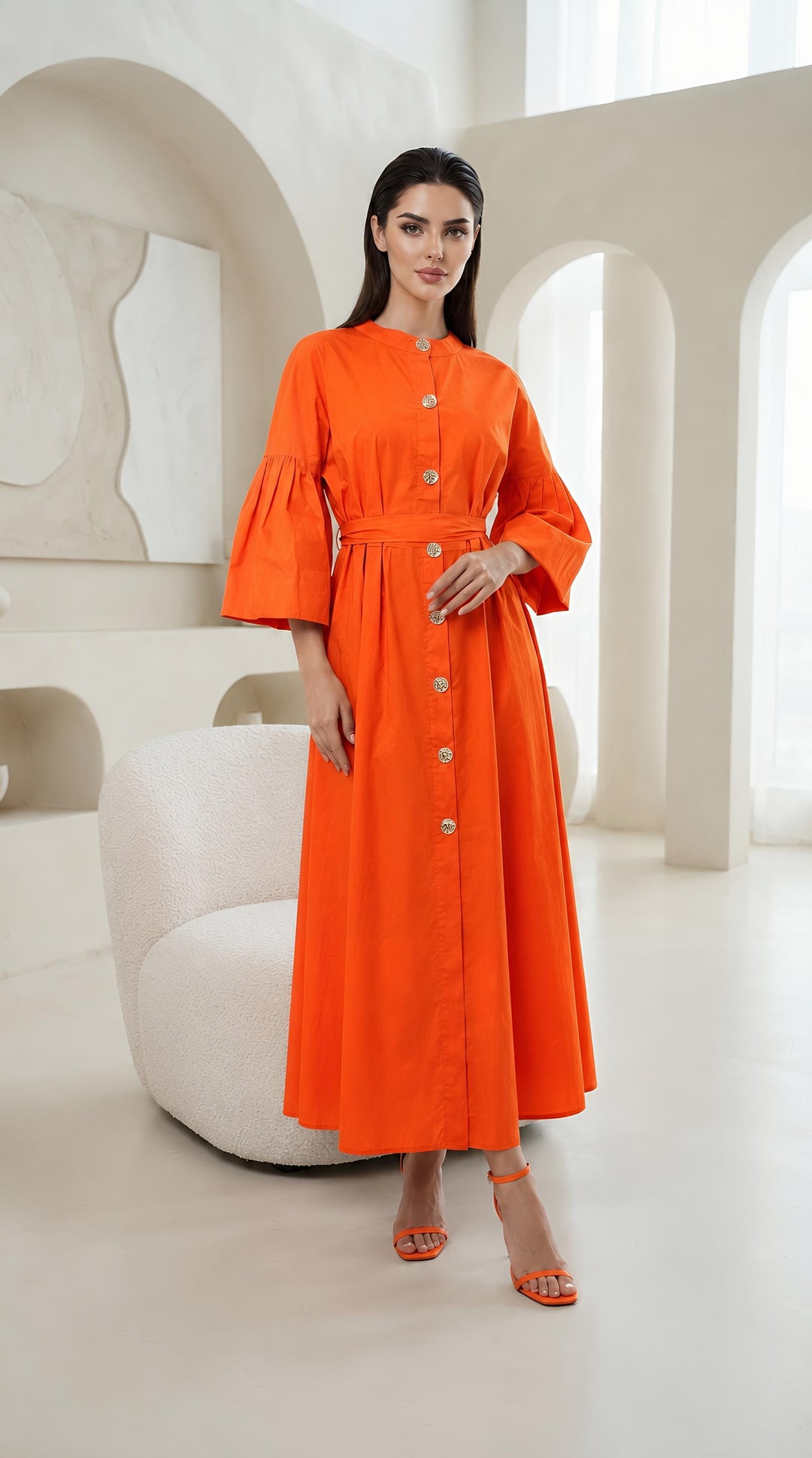 Summer Cotton Dresses Gold Button With Belt One Size UK 6-18  Casual Womenswear  Basic Minimalist