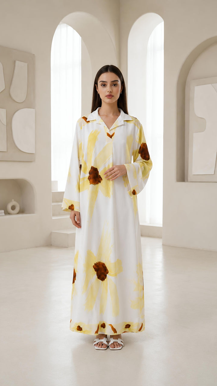 MH Women's Collared Floral Dresses, One Size UK 8-18/20, Dress Length 55 inches, Chest Size 24 inches,  Casual Womenswear Summer Maxi