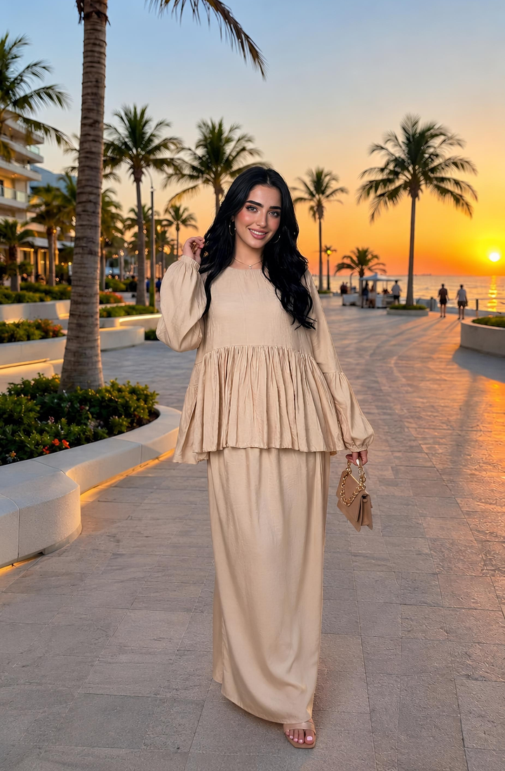 MH Viscose Balloon Sleeves shirt with Skirt, One Size UK 8-18, Shirt length 26 inches, chest size 26 inches, skirt length 41 inches, waist 23 inches,