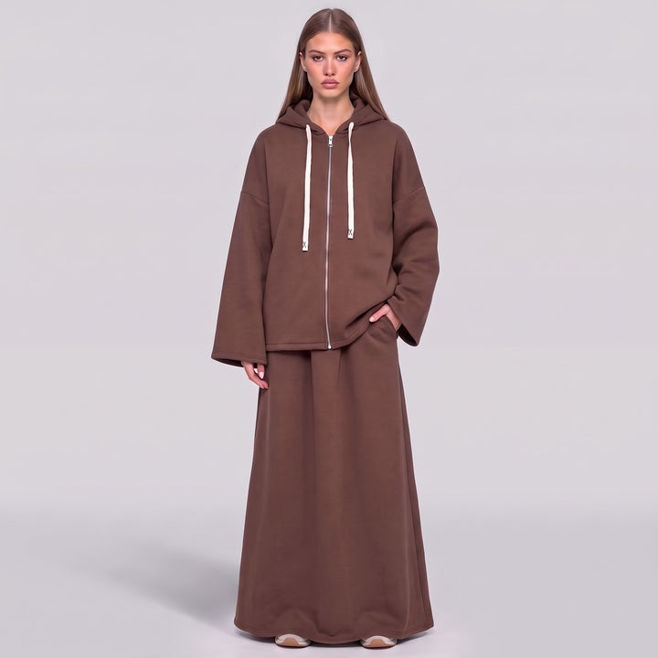 MH Fleece 55% Cotton Hoodie with Skirt & Pockets, One Size UK 10-20, Shirt length 29 inches & 26 inches chest, Skirt length 40 inches & 27 inches waist, Casual Soft Womenswear Everyday