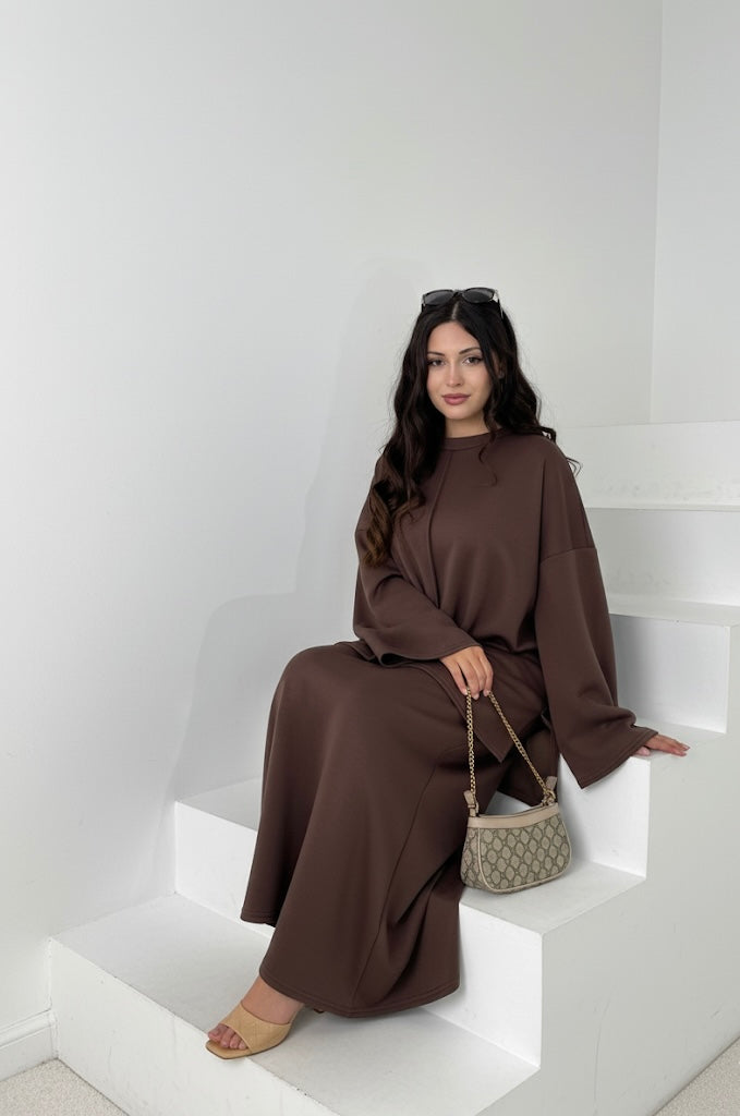 Layla Coord Skirt Set- One Size (UK 10-20), Premium Quality, Comfy, Cozy & Elegant Womenswear Casual Basic Long Sleeve