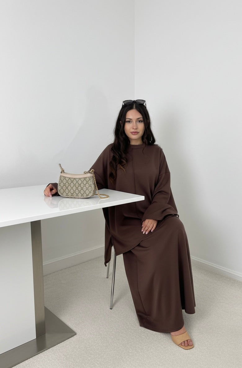Layla Coord Skirt Set- One Size (UK 10-20), Premium Quality, Comfy, Cozy & Elegant Womenswear Casual Basic Long Sleeve