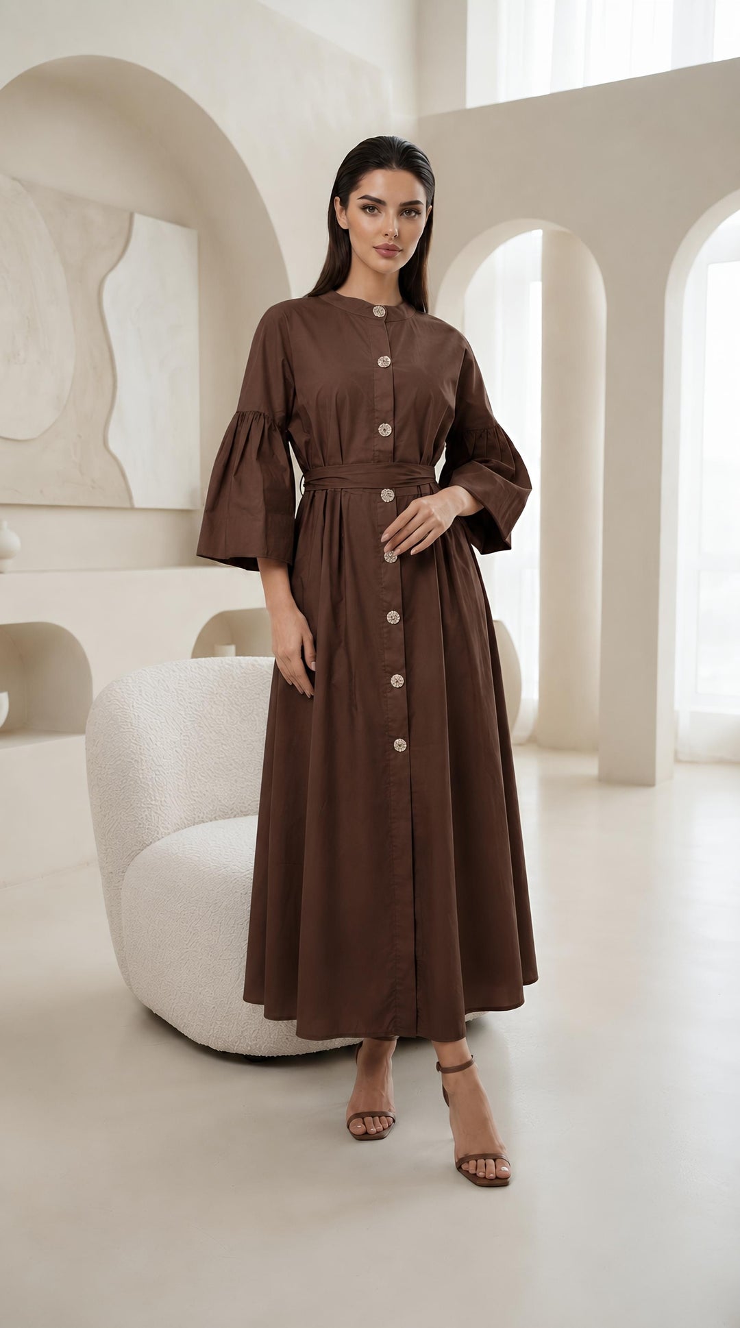 Summer Cotton Dresses Gold Button With Belt One Size UK 6-18  Casual Womenswear  Basic Minimalist