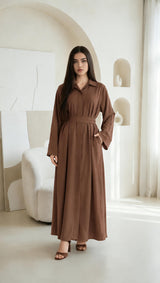 MH Collar Dress with open buttons, Pockets and Belt