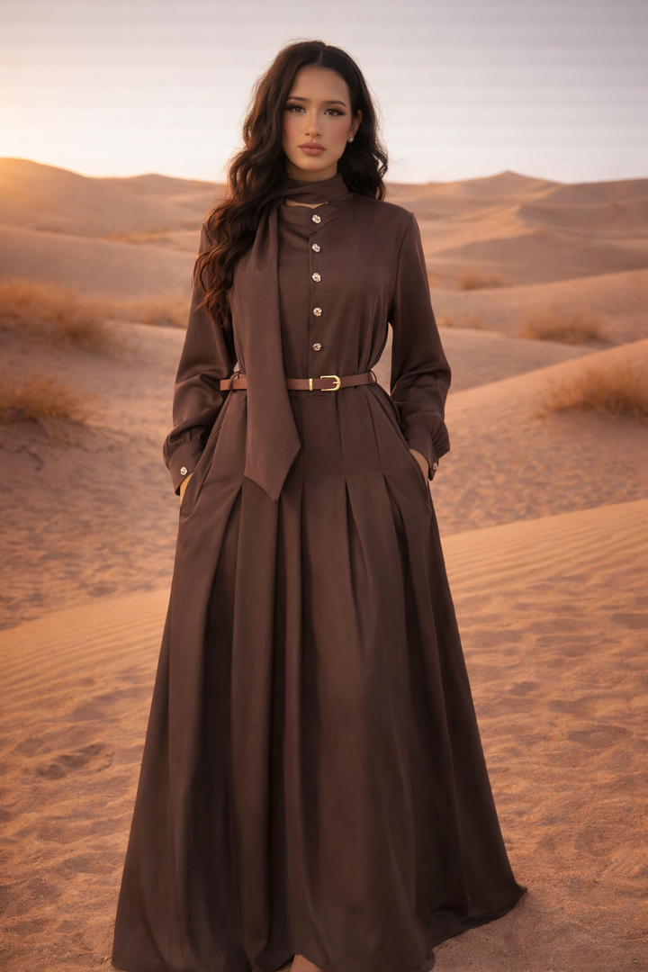 MH Premium Viscose Dress with Pockets, Belt and Scarf, One Size UK 8-16, 52 inches long, bust size 20 inchesm Maxi Basic Summer Womenswear Casual