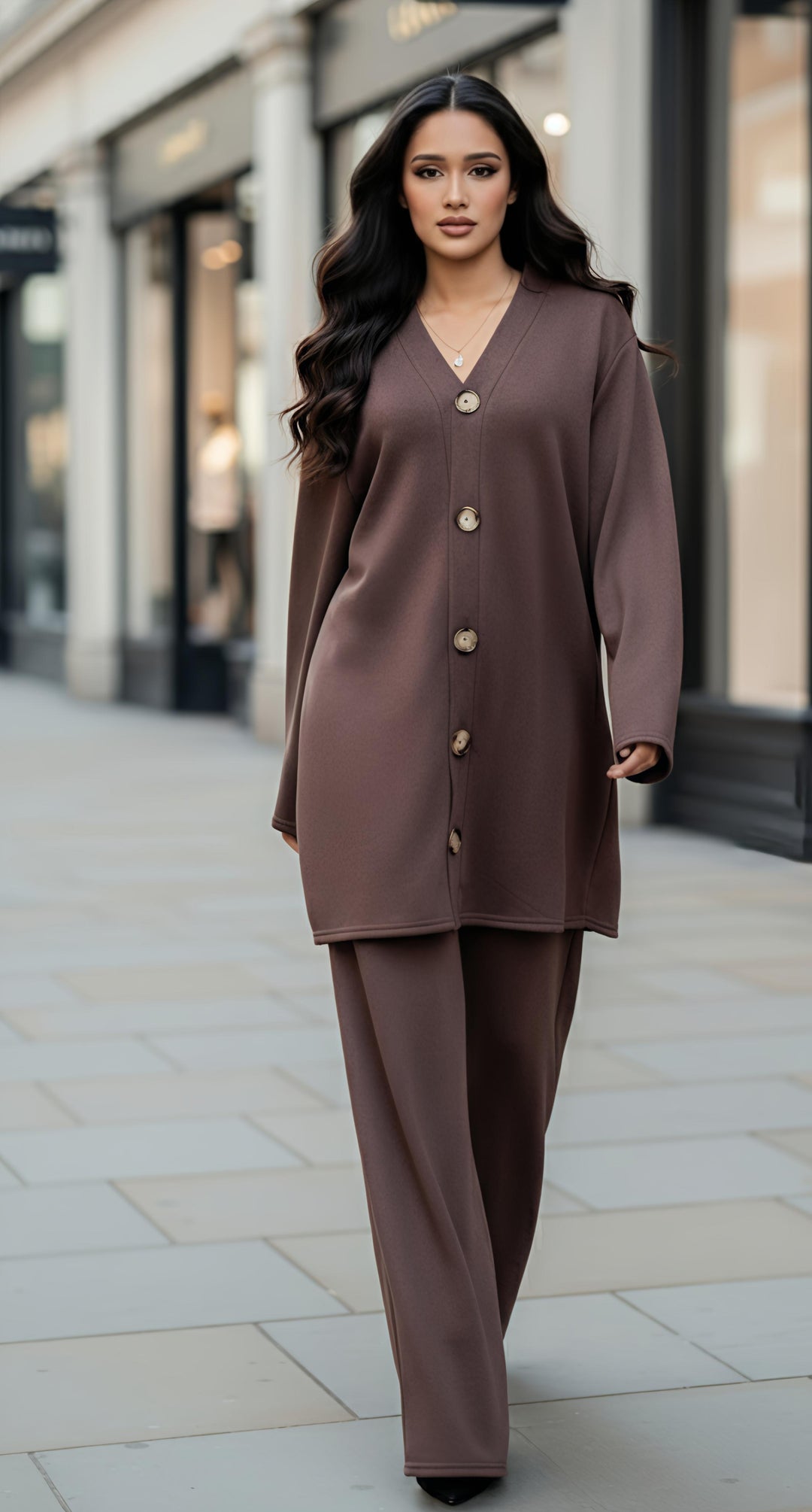 Mist House (Riya) Cashmere Feels Winter Premium Quality Button Co-ord Set Size UK 10-20