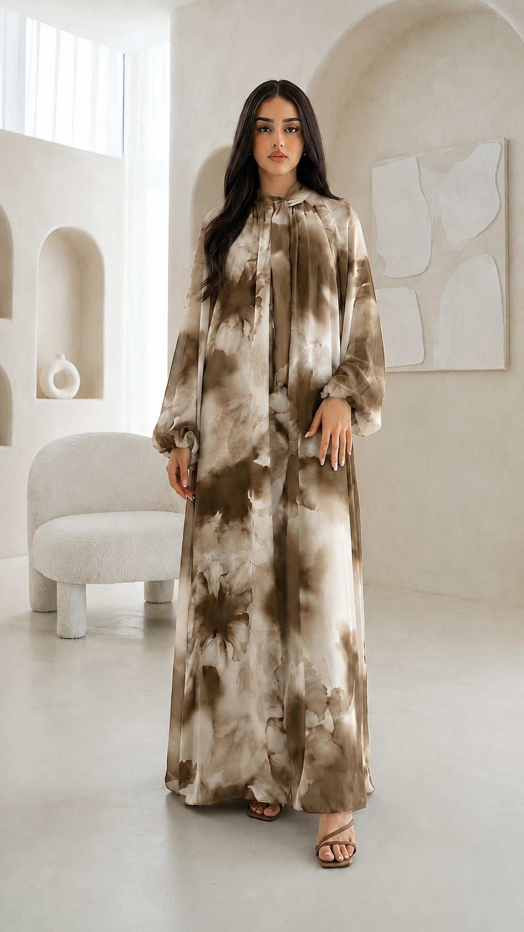 MH Chiffon Dress with Inner Lining One Size UK 10-20 Length 54 Inches Chest 26 Inches Elegant Flowing Design Casual Womenswear Summer Basic Long Sleeve Maxi