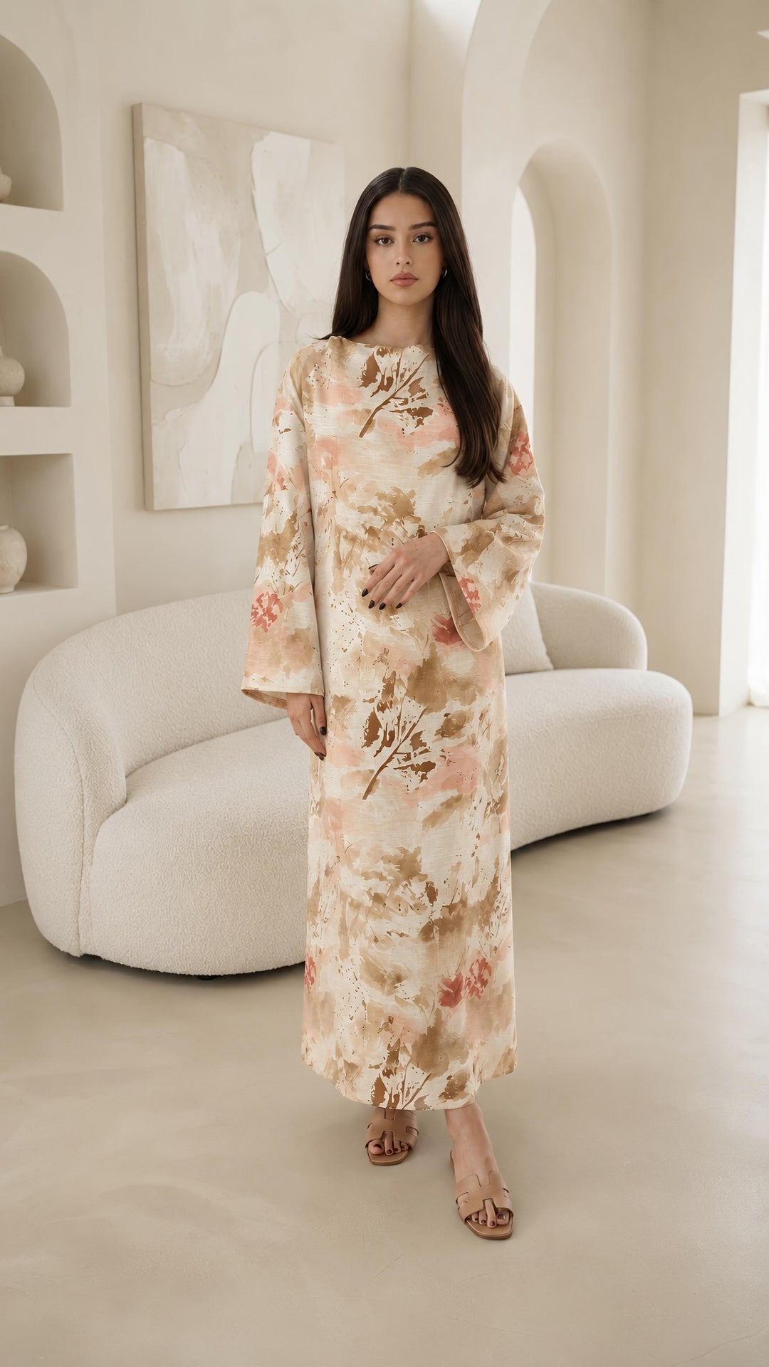 MH Floral Dress, One Size UK 10-20, Dress length 54 inches, chest size 26 inches Casual Womenswear Summer Long Sleeve