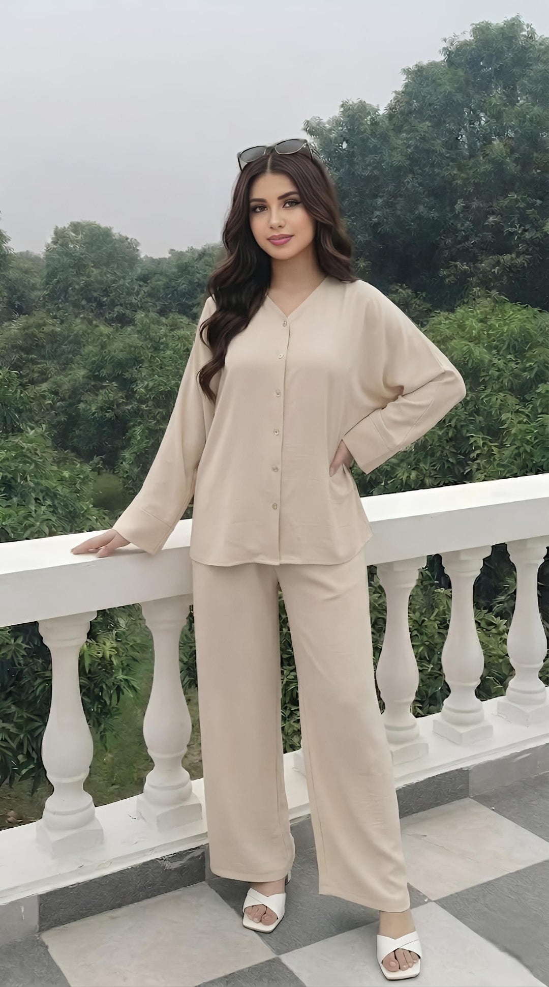 MH Viscose Batwing shirt with trouser with open button,One Size UK 8-16, Shirt length 28 inches, trouser length 40 inches, waist 22 inches