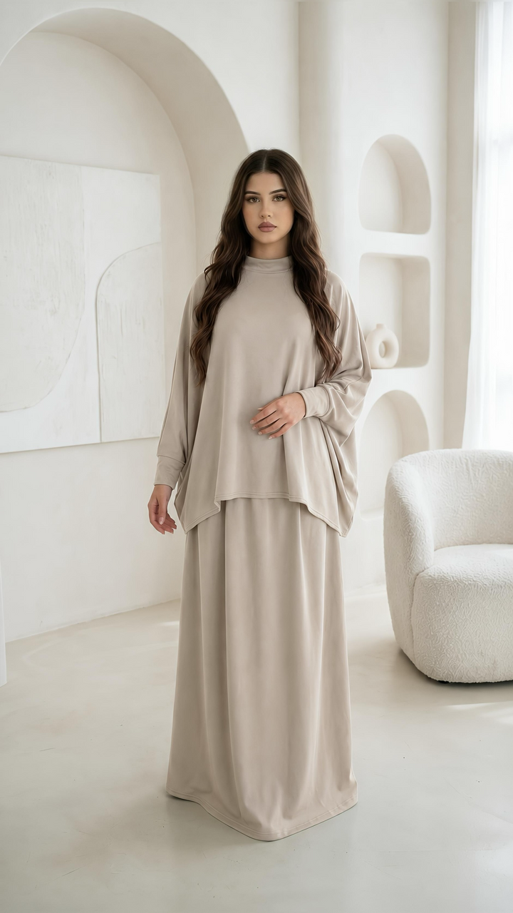 MH {Ayla} Plus Size Batwing Shirt with Skirt & pockets, One Size UK 12-22, Shirt front length 25 inches & back 28 inches, Skirt length 42 inches, waist 25 inches,  Casual Dress Womenswear Basic Long Sleeve