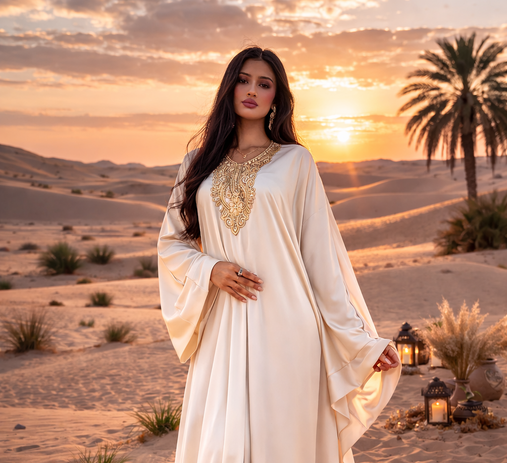 MH Aaliyah Luxury Embroidered Kaftan Abaya Dress with Inner Belt
