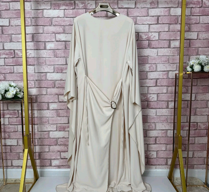 MH Cape Dress With Golden Buckle and Drawstring, One Size UK 8-16/18, Dress Length 54 inches. Chest Size 24 inches, Casual Womenswear Summer Maxi Basic Basic Long Sleeve