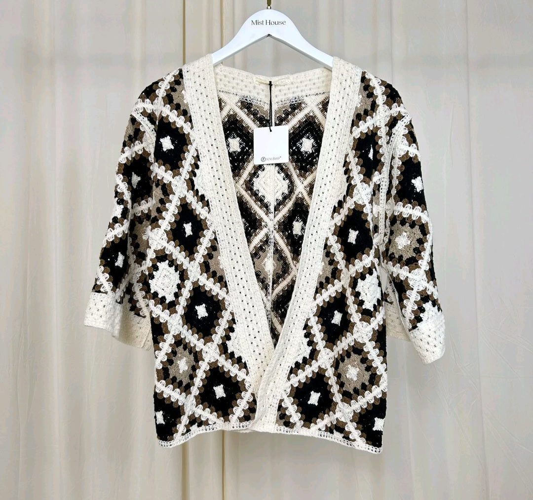 MH Viral Crochet Cardigan, One Size UK 8-18, Length 25 inches, chest size 22 inches Knitwear Womenswear Tops Knitting