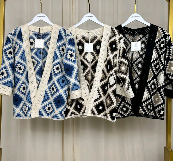 MH Viral Crochet Cardigan, One Size UK 8-18, Length 25 inches, chest size 22 inches Knitwear Womenswear Tops Knitting