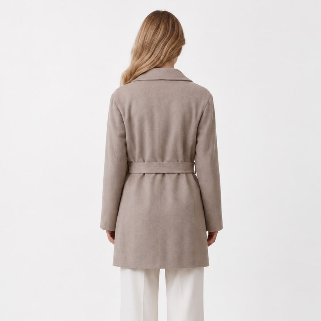 MH Deluxe Feels Like Wool Two Piece Belted Trench With Detachable Scarf Coat, One Size Uk 10-20, Length 34 inches, chest25 inches