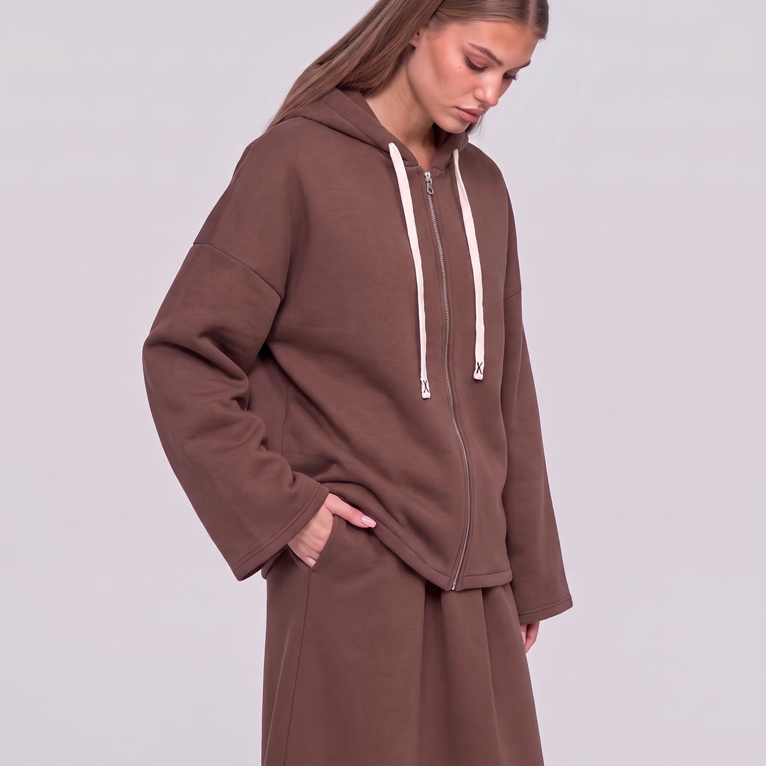 MH Fleece 55% Cotton Hoodie with Skirt & Pockets, One Size UK 10-20, Shirt length 29 inches & 26 inches chest, Skirt length 40 inches & 27 inches waist, Casual Soft Womenswear Everyday